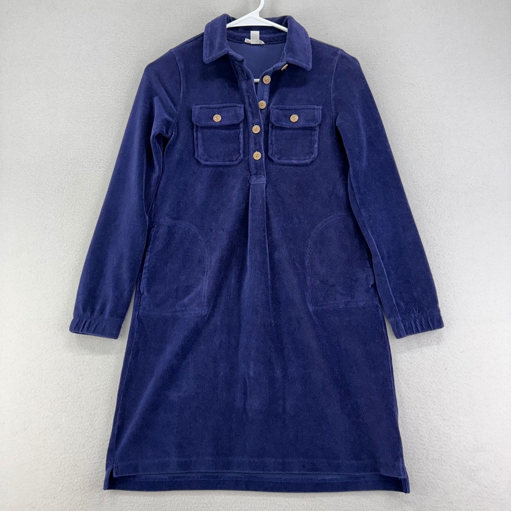Crewcuts Shirt Dress Girls‎ L Navy Blue Collard Pockets Preppy School Uniform